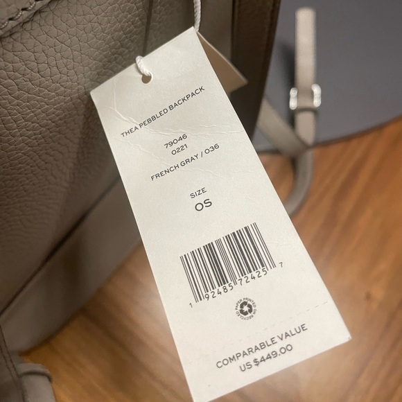 Tory Burch Thea Pebbled Gray Backpack - Picture 4 of 9